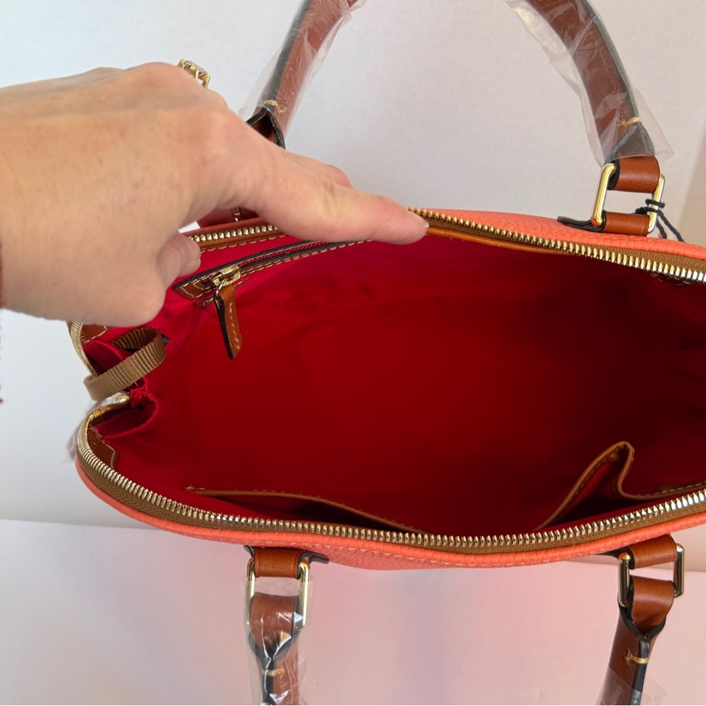 🧡 Dooney & Bourke Pebble Grain Satchel - Coral - Picture 6 of 10